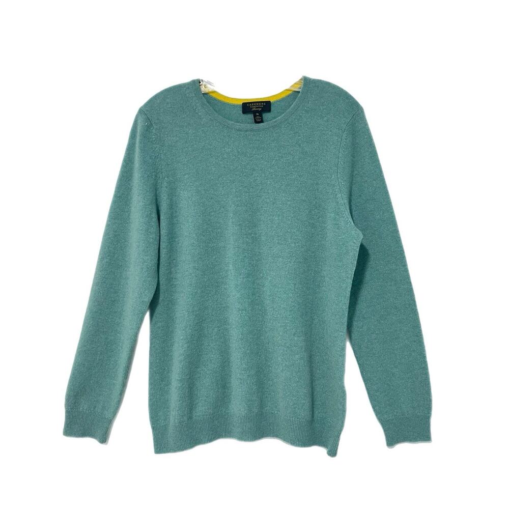 CHARTER CLUB Luxury Soft 100% Cashmere V-Neck Sweater Top Size XL Aqua Green Lux
